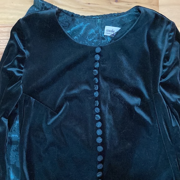 Sunshine Starshine Emerald Polyester Velvet Pantsuit size 16, altered to size 10 - Picture 3 of 6